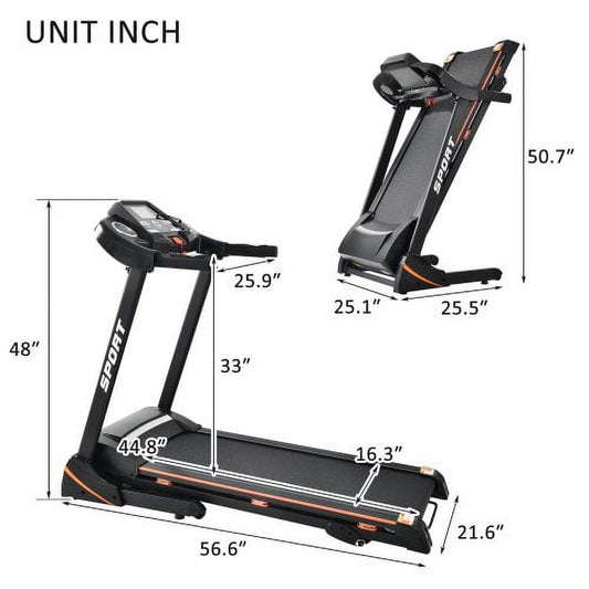 "Folding 3.5 HP Treadmill 330 LB Capacity for Home, 15% Manual Incline Running Machine with & Strong Shock Absorption, Easy Assembly & Space Saver for Home Office Workout"